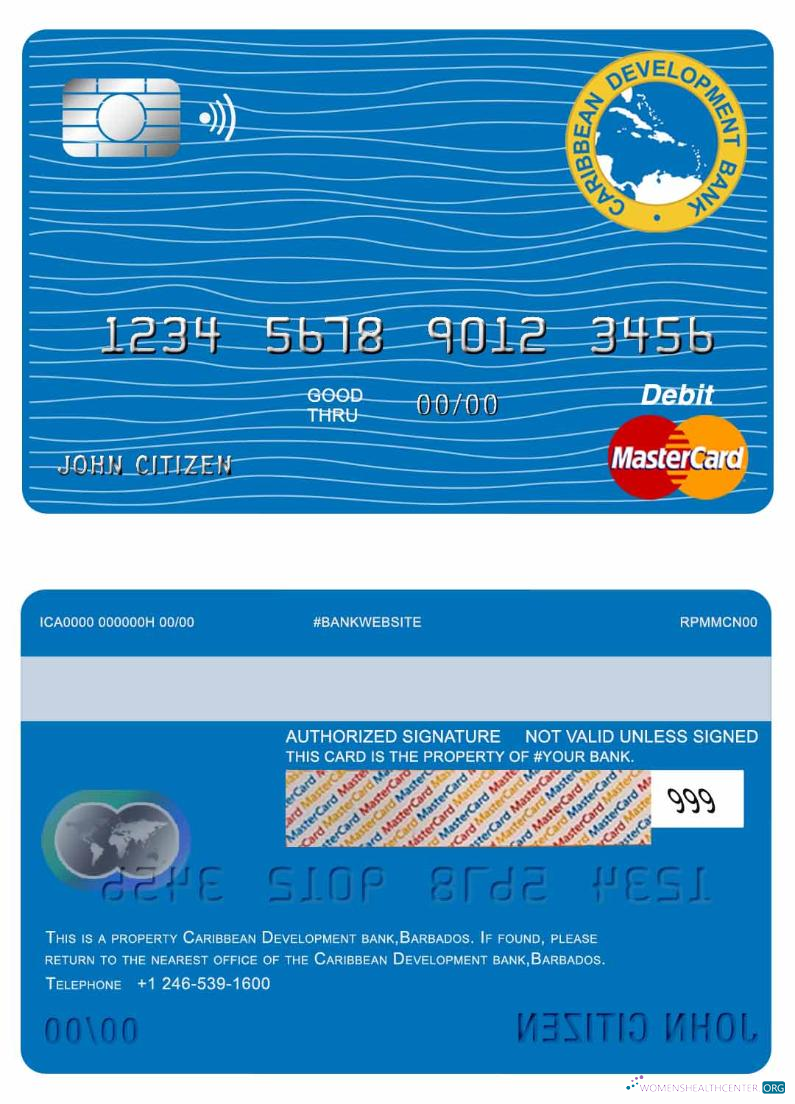 Download Barbados Caribbean Development bank master card Photoshop template